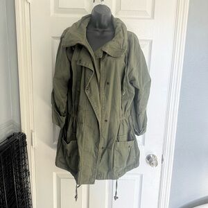 Willow and Clay Olive Green Military / Utility Parka Canvas Jacket